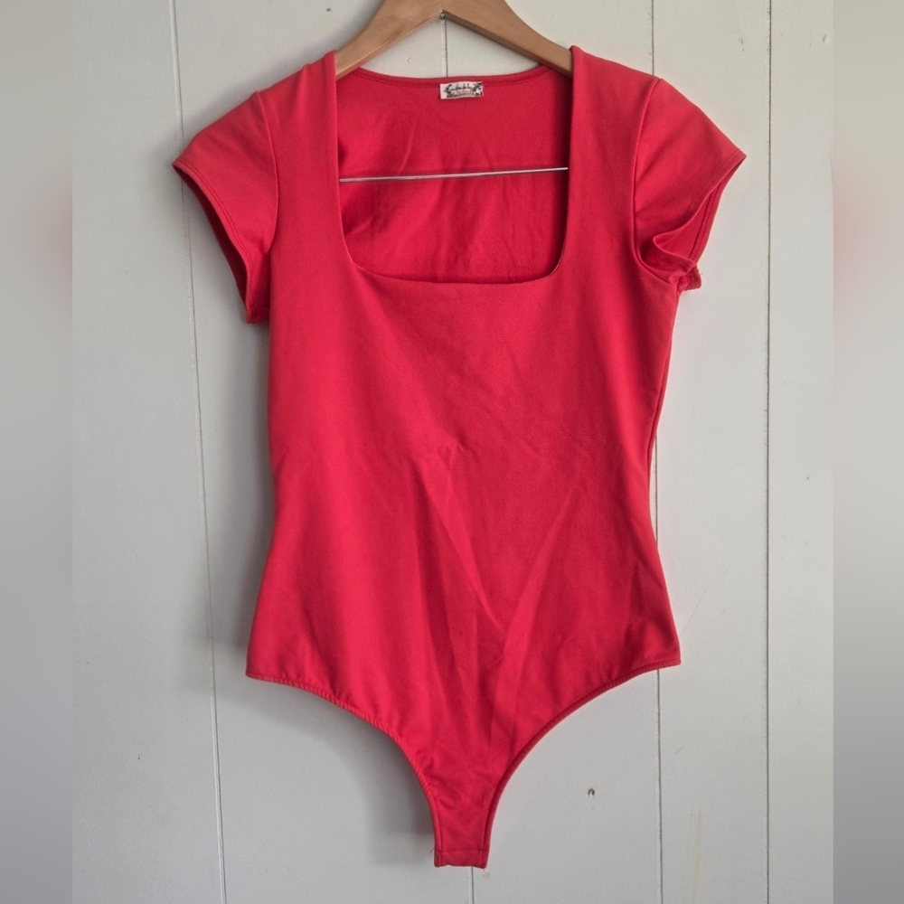 Free People Vibrant Red Bodysuits-SZ M